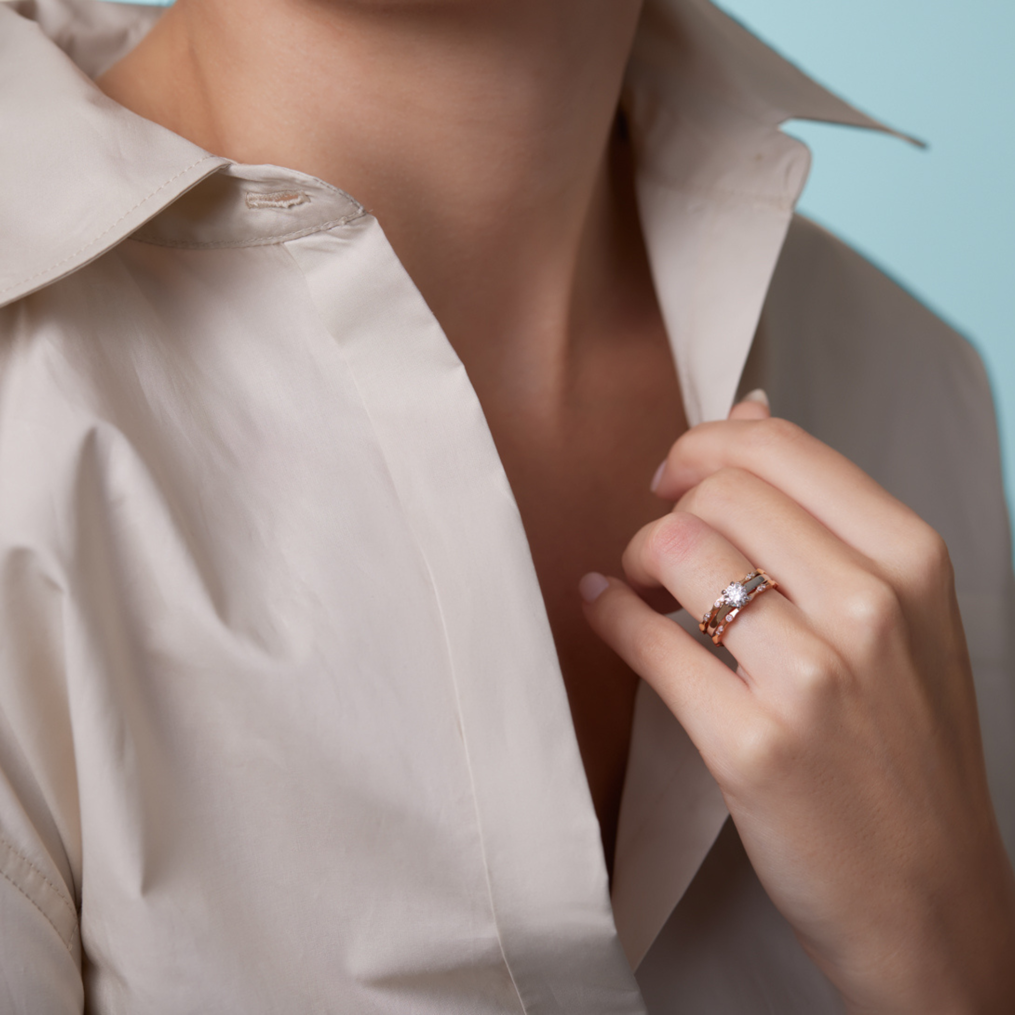 OJL Lumi-sormus 1.00 ct timantilla, keltakultaa, lähikuva ylhäältä