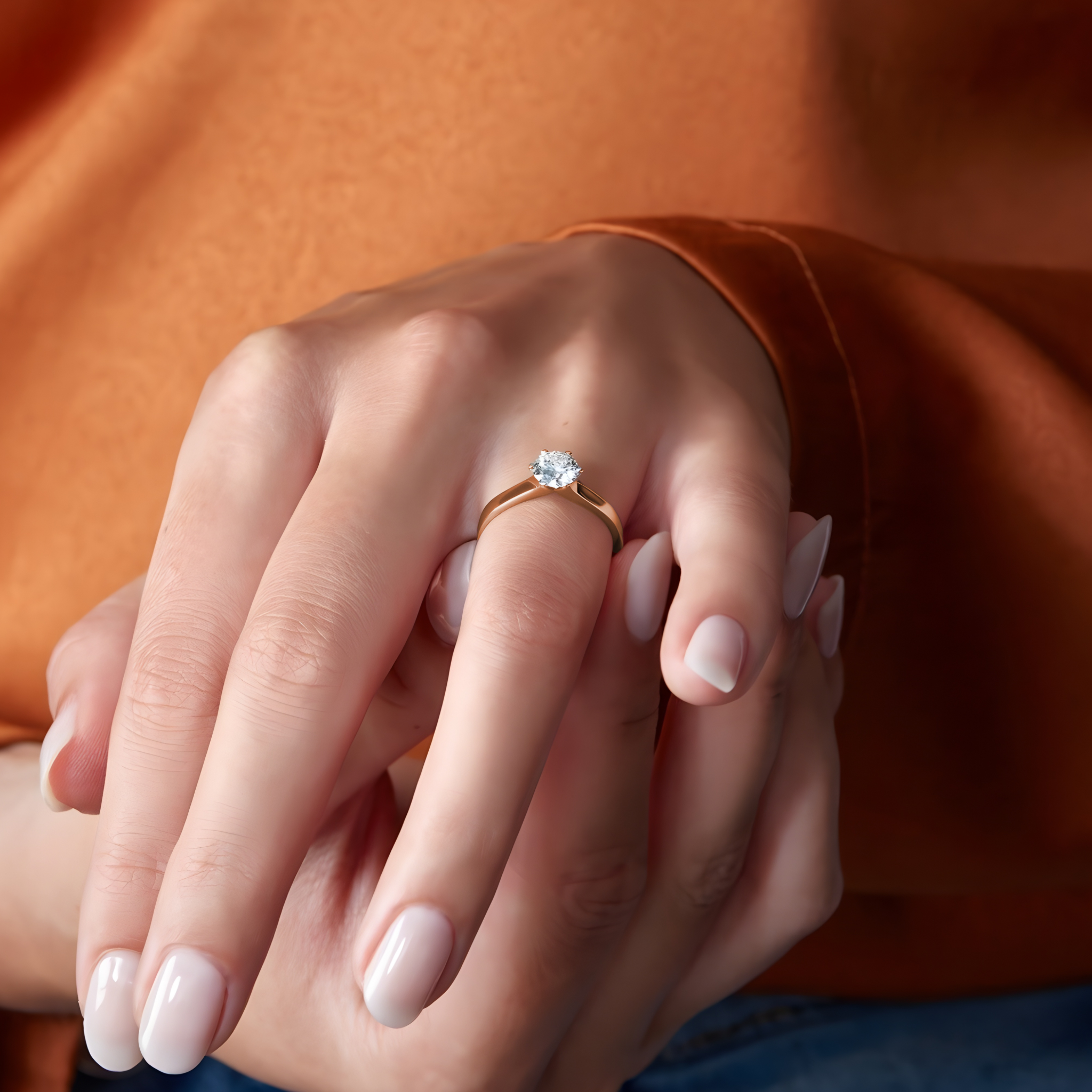 OJL Lumi-sormus 1.00 ct timantilla, keltakultainen runko, lähikuva valkoisella taustalla