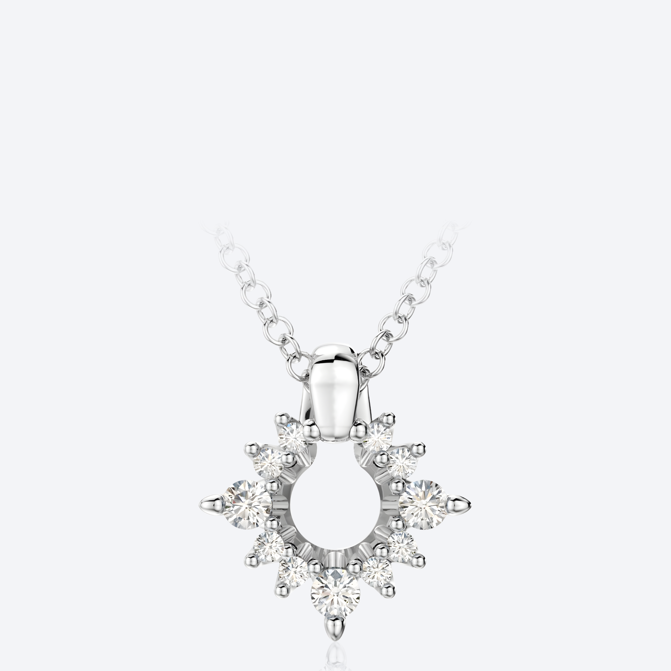 Timanttiriipus hiutale-muotoilulla, pavé-istutuksella, valkokultaa, 0.40ct timantti – Kide-riipus OJL Originals