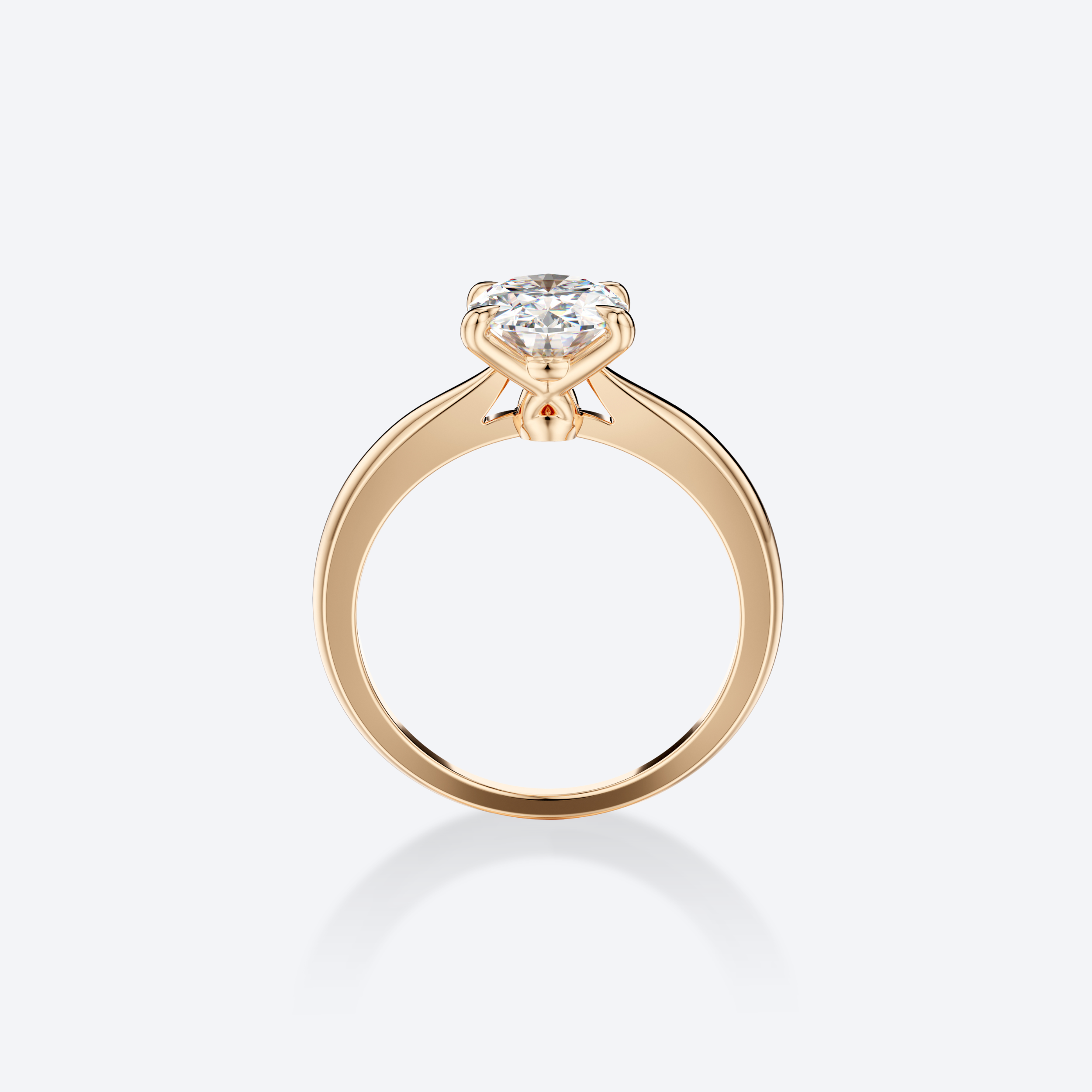 OJL Moon N' Back sormus, 1.50 ct ovaalihiontainen laboratoriotimantti, 18k keltakultaa, lähikuva valkoisella taustalla