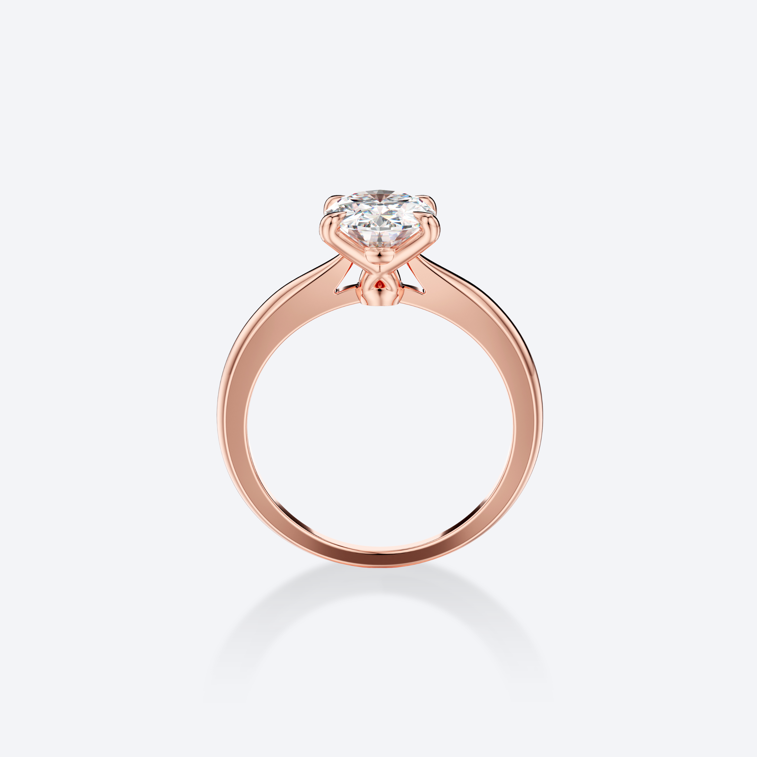 OJL Moon N' Back sormus, 1.50 ct briljanttihiontainen laboratoriotimantti, 18k ruusukultaa, lähikuva valkoisella taustalla