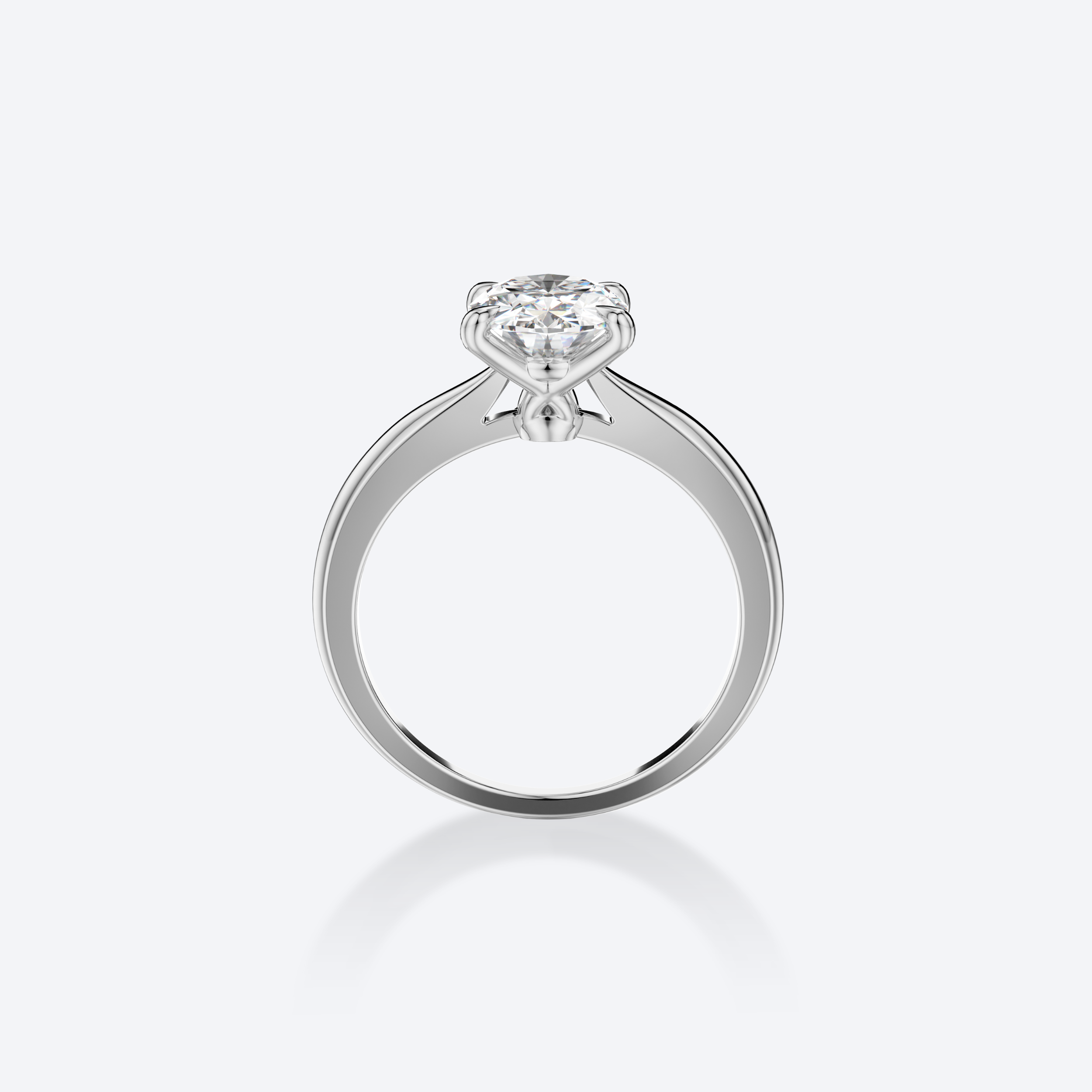 Moon N' Back -sormus 3.00ct ovaalitimantilla, valkokultaa, ylhäältä kuvattuna