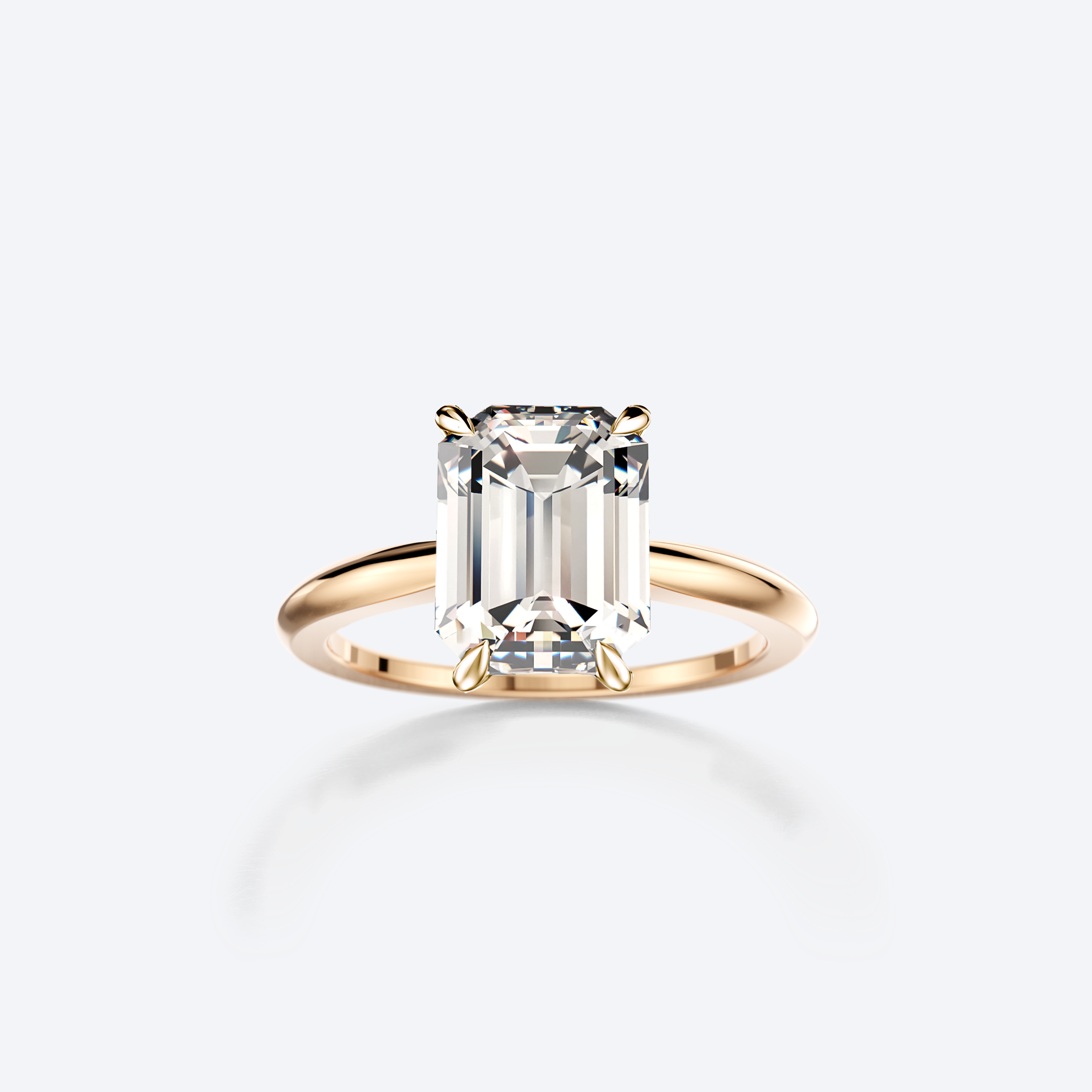 OJL Moon N' Back sormus, 3.00 ct emerald-hiottu timantti, keltakultaa, lähikuva valkoisella taustalla