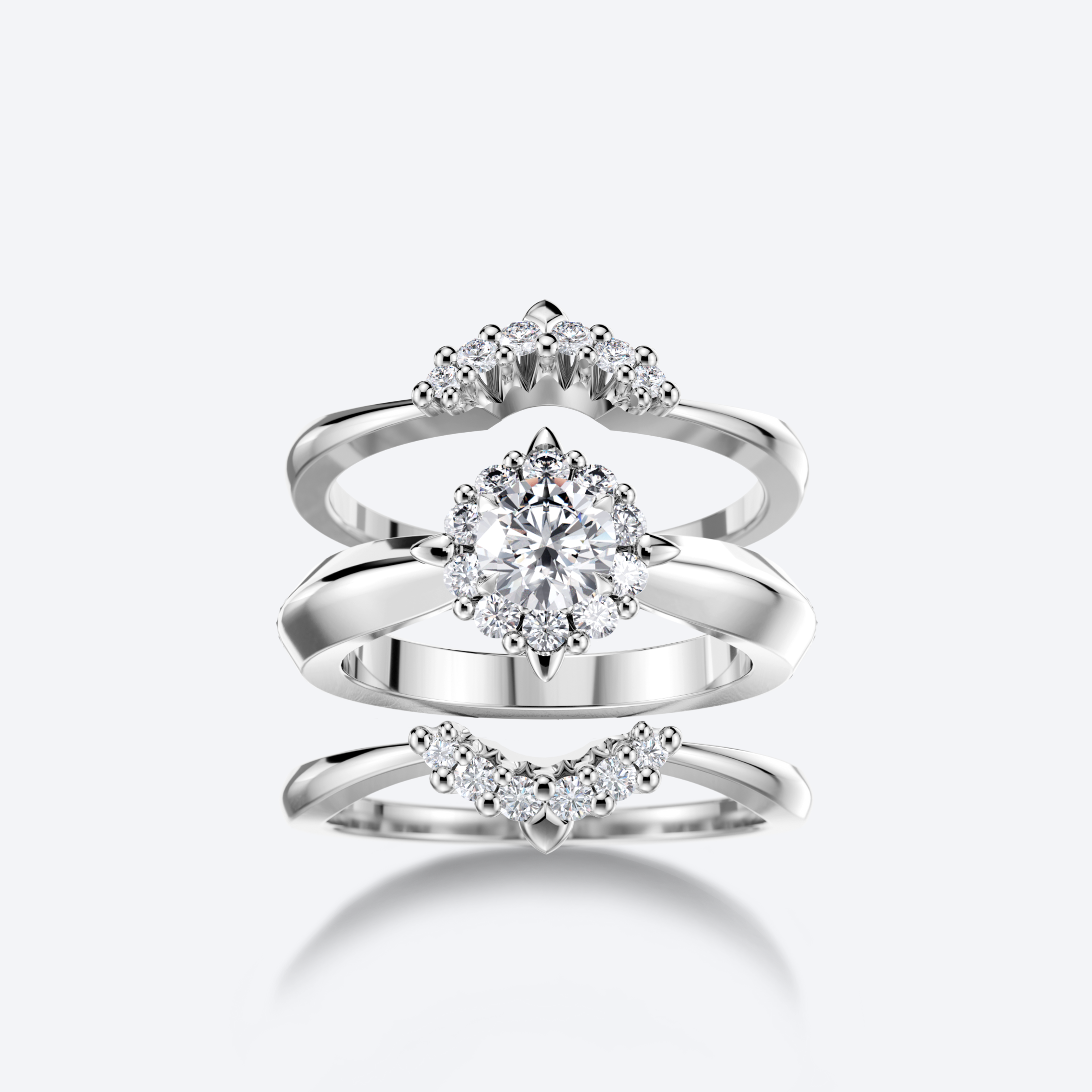 Kide-sormuskokonaisuus, valkokultaiset syleilijät OJL Originals Kide -mallistosta