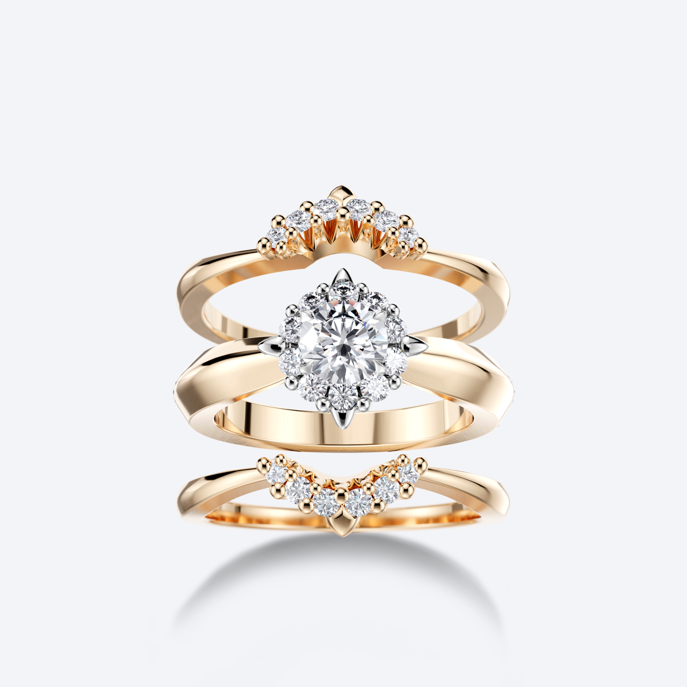 OJL Kide-sormus 0.10 ct timantilla, keltakultainen runko, lähikuva valkoista taustaa vasten