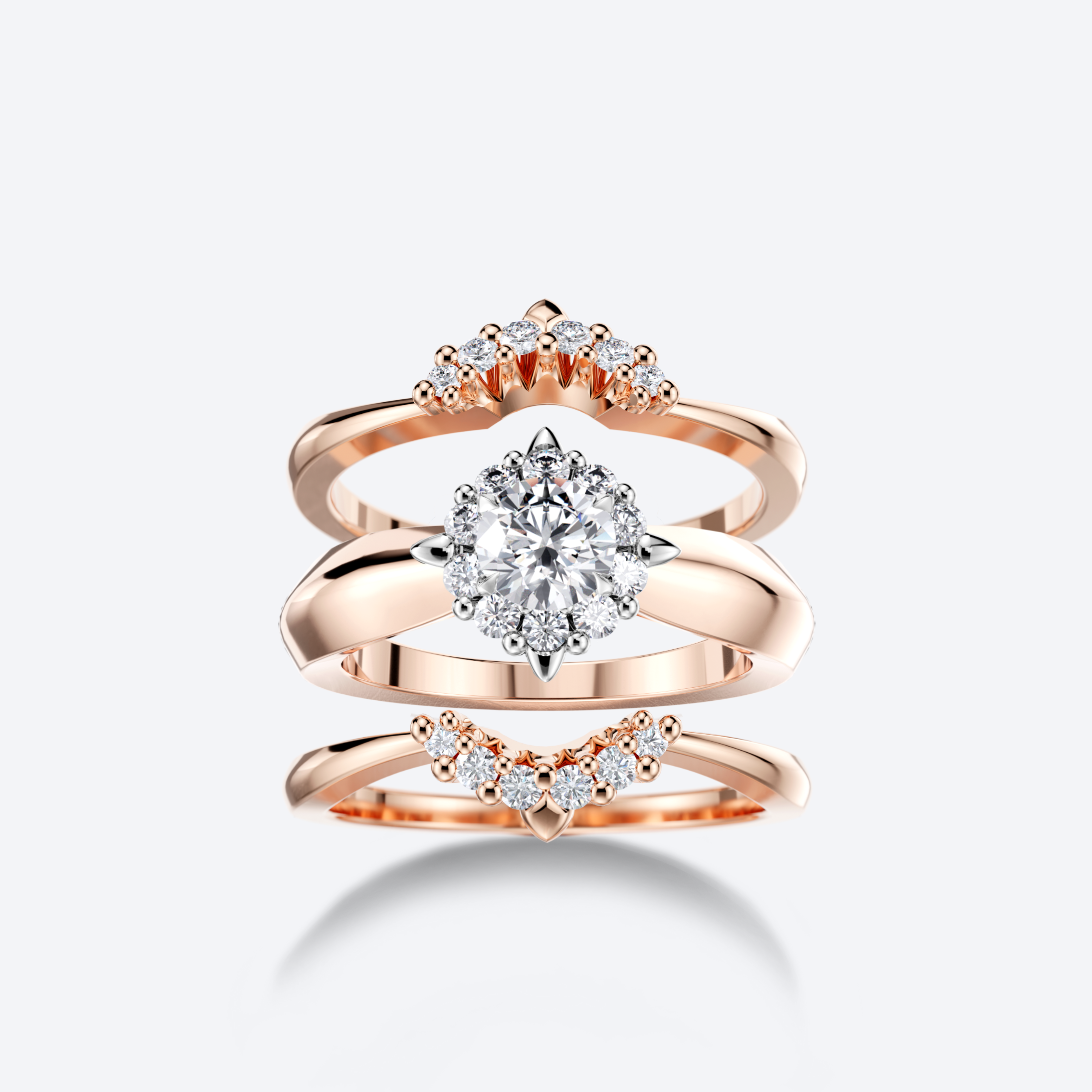 Kide-sormuskokonaisuus ruusukultaa, OJL Originals Kide Syleilijät yhdistelmänä