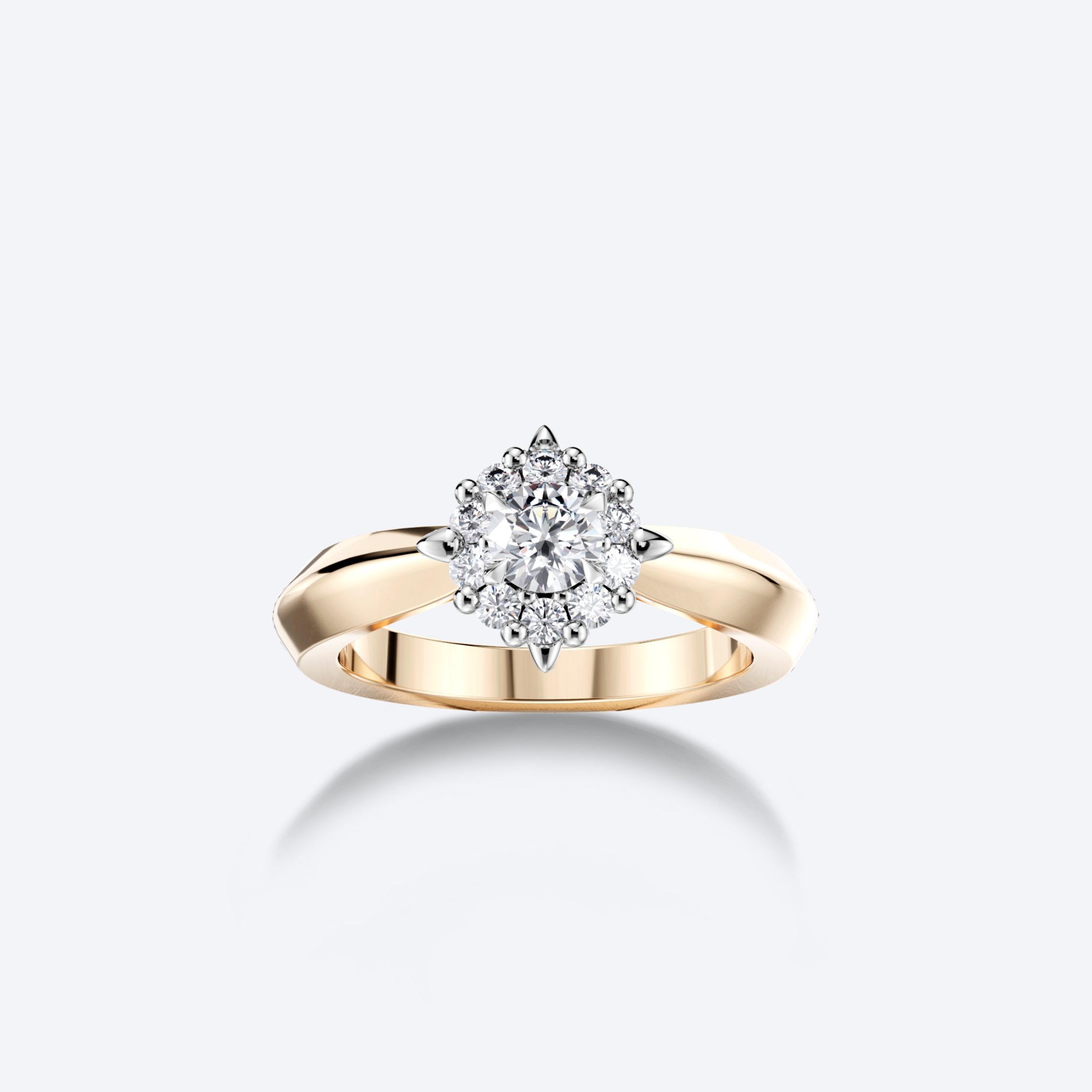 OJL Kide-sormus 0.20 ct briljanttitimantilla, keltakultaa, lähikuva valkoista taustaa vasten