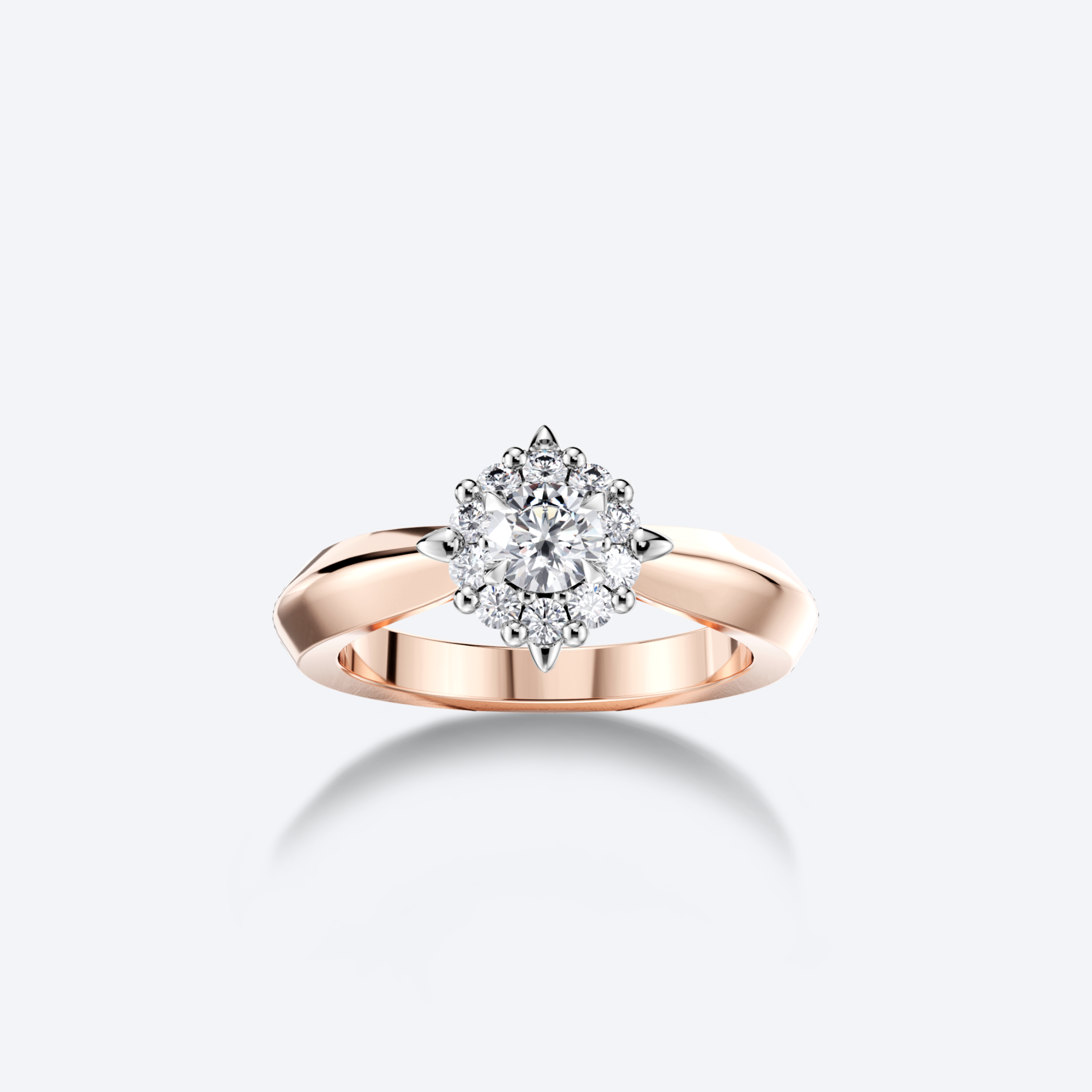 OJL Kide-sormus 0.20 ct briljanttitimantilla, ruusukultaa, lähikuva valkoista taustaa vasten