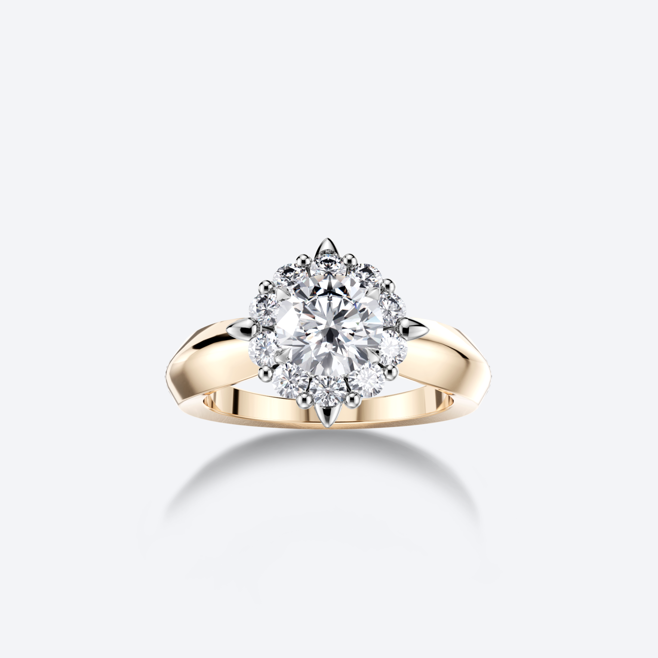 OJL Kide-sormus 0.75 ct timantilla, keltakultaa, lähikuva valkoista taustaa vasten