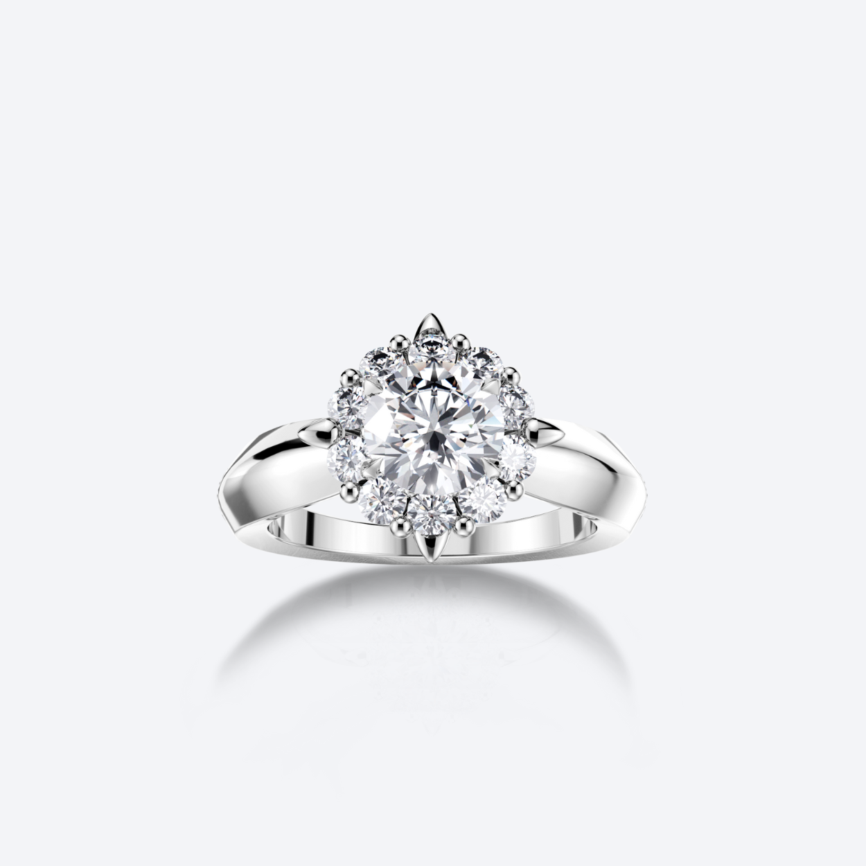 OJL Kide-sormus 0.75 ct timantilla, valkokultaa, lähikuva valkoista taustaa vasten