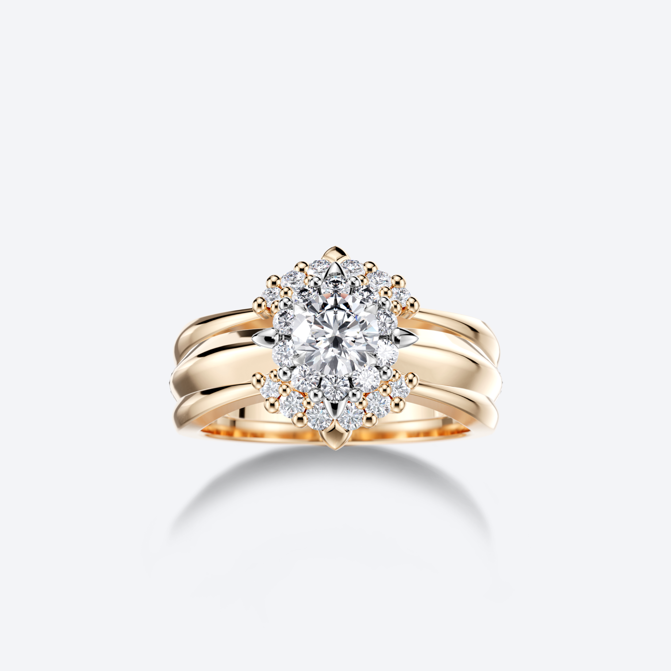 Kide-sormuskokonaisuus 0.50ct + syleilijät, keltakultaa, OJL Originals