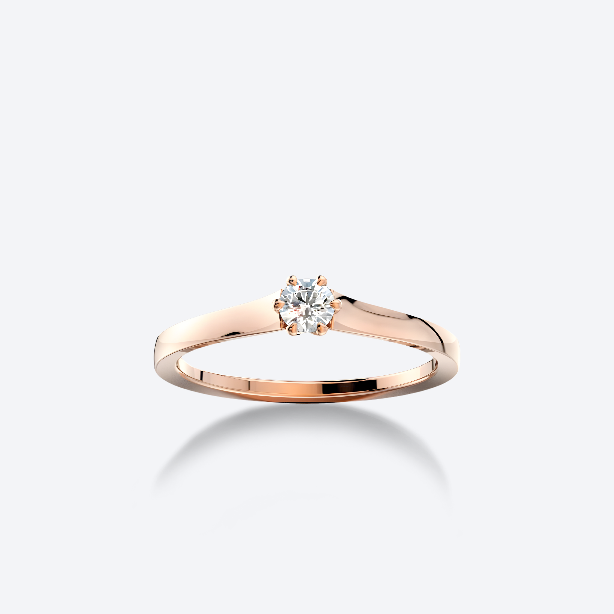 OJL Lumi-sormus 0.10 ct timantilla, ruusukultainen runko, lähikuva valkoisella taustalla