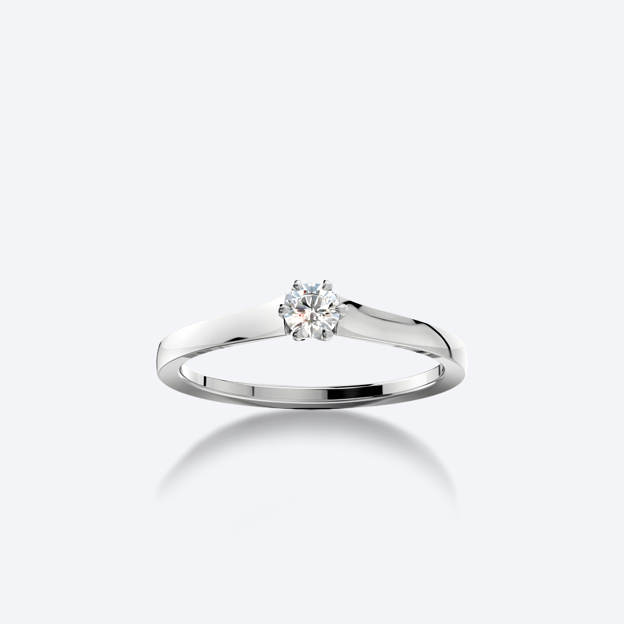 OJL Lumi-sormus 0.10 ct timantilla, valkokultaa, lähikuva valkoista taustaa vasten