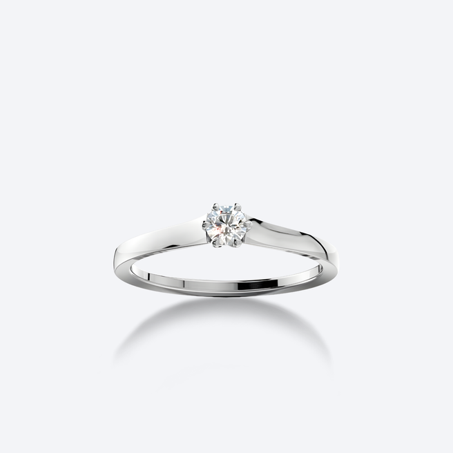 OJL Lumi-sormus 0.10 ct timantilla, valkokultaa, lähikuva valkoista taustaa vasten