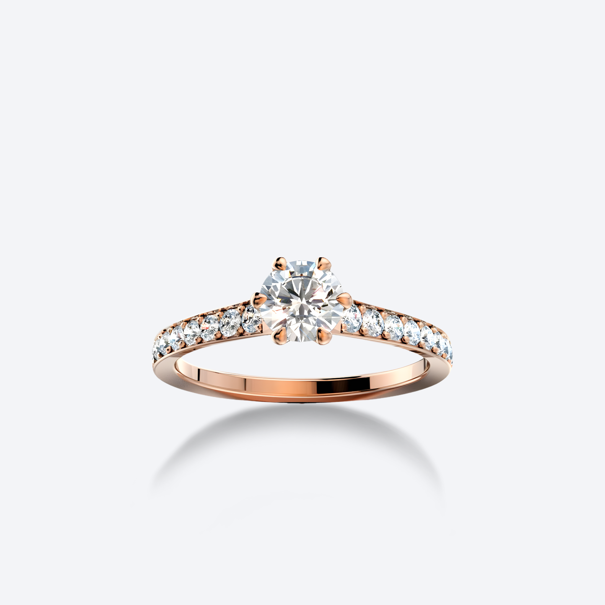 OJL Lumi-sormus 0.30 ct timantilla, ruusukultainen runko, lähikuva