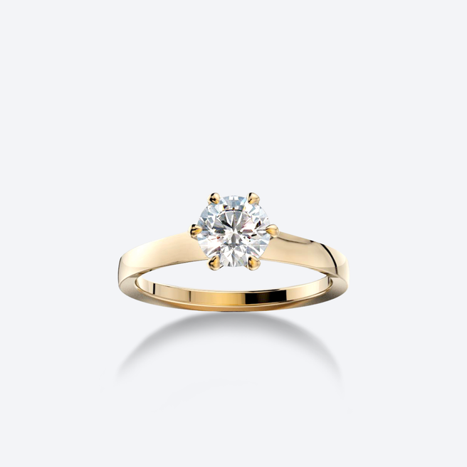 OJL Lumi-sormus 0.50 ct timantilla, keltakultainen runko, lähikuva