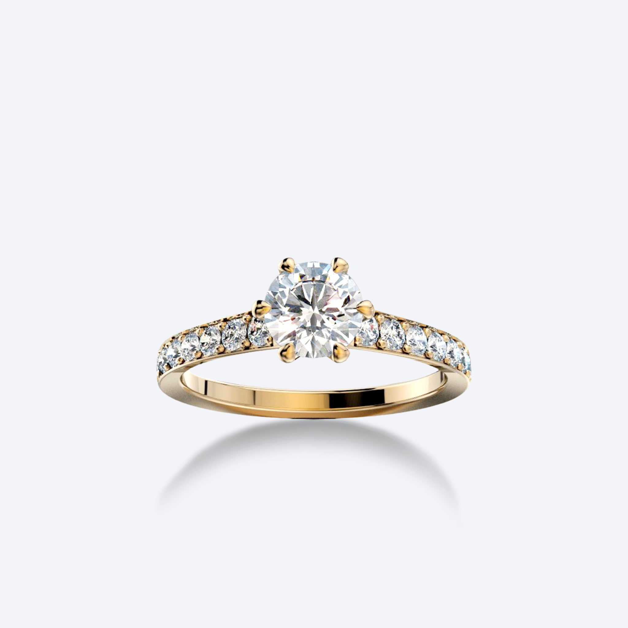 OJL Lumi-sormus 0.50 ct timantilla, keltakultaa, lähikuva valkoisella taustalla