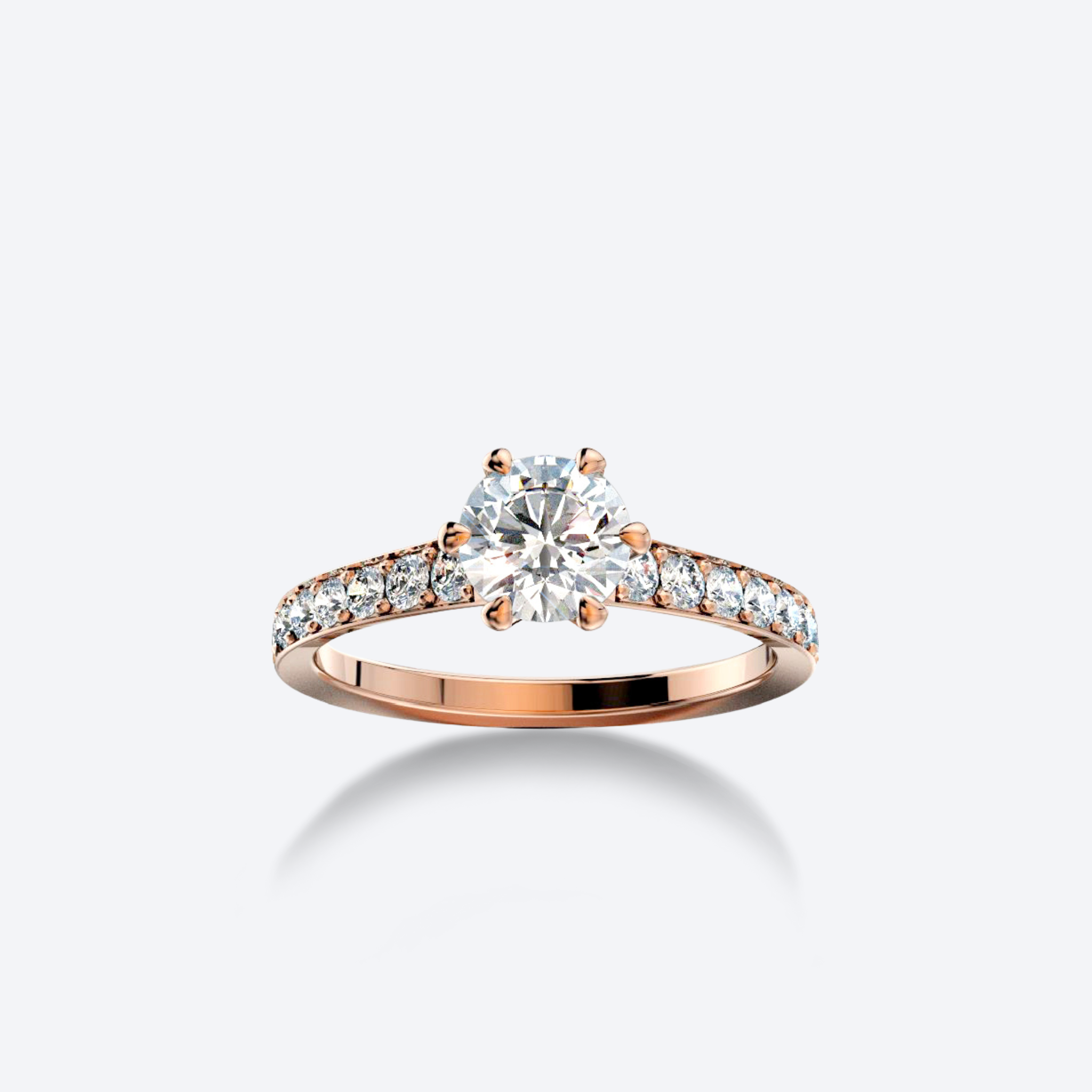 OJL Lumi-sormus 0.50 ct timantilla, ruusukultaa, lähikuva valkoisella taustalla