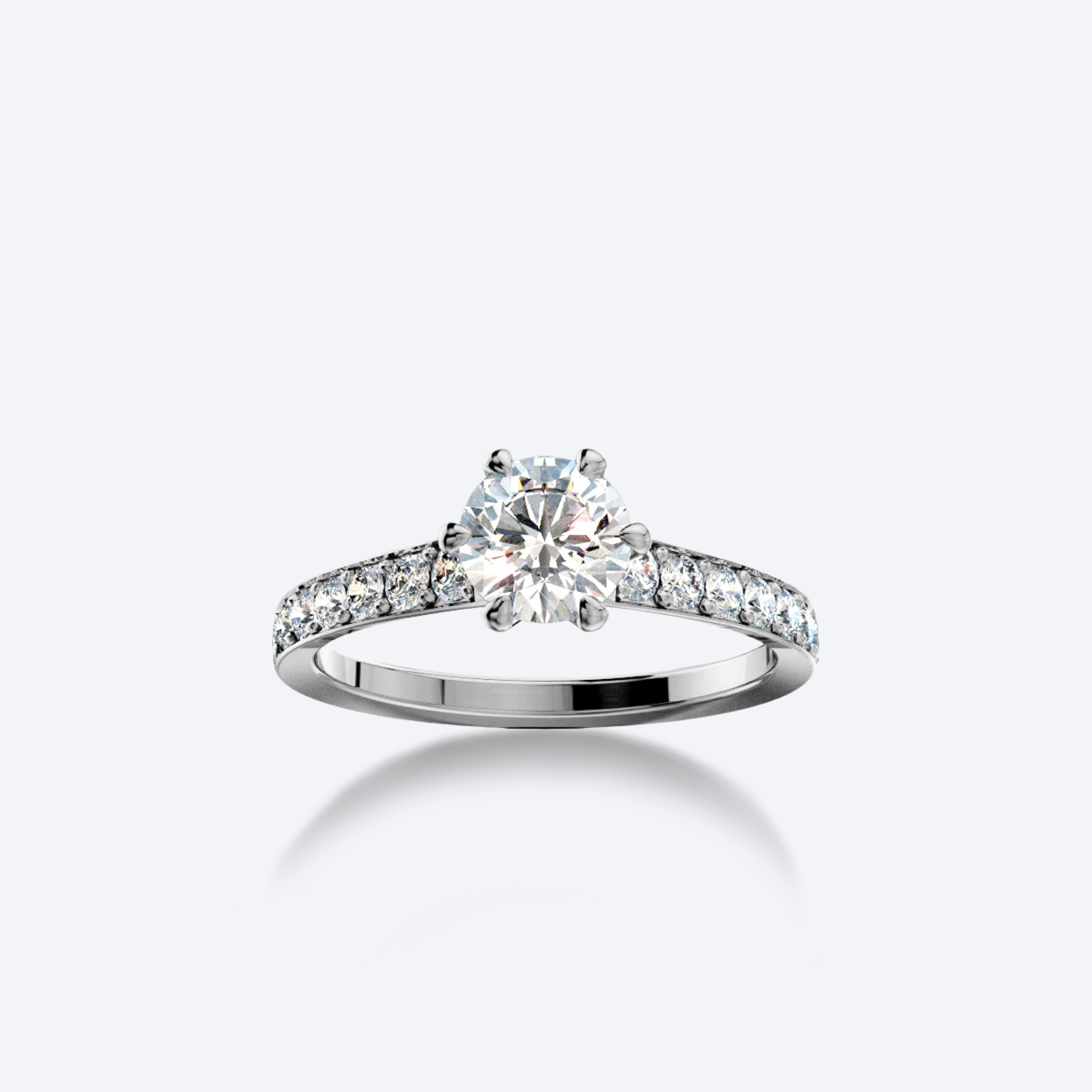 Timanttisormus pavé-istutuksella, valkokultaa, 0.50ct timantti – Lumi-sormus OJL Originals