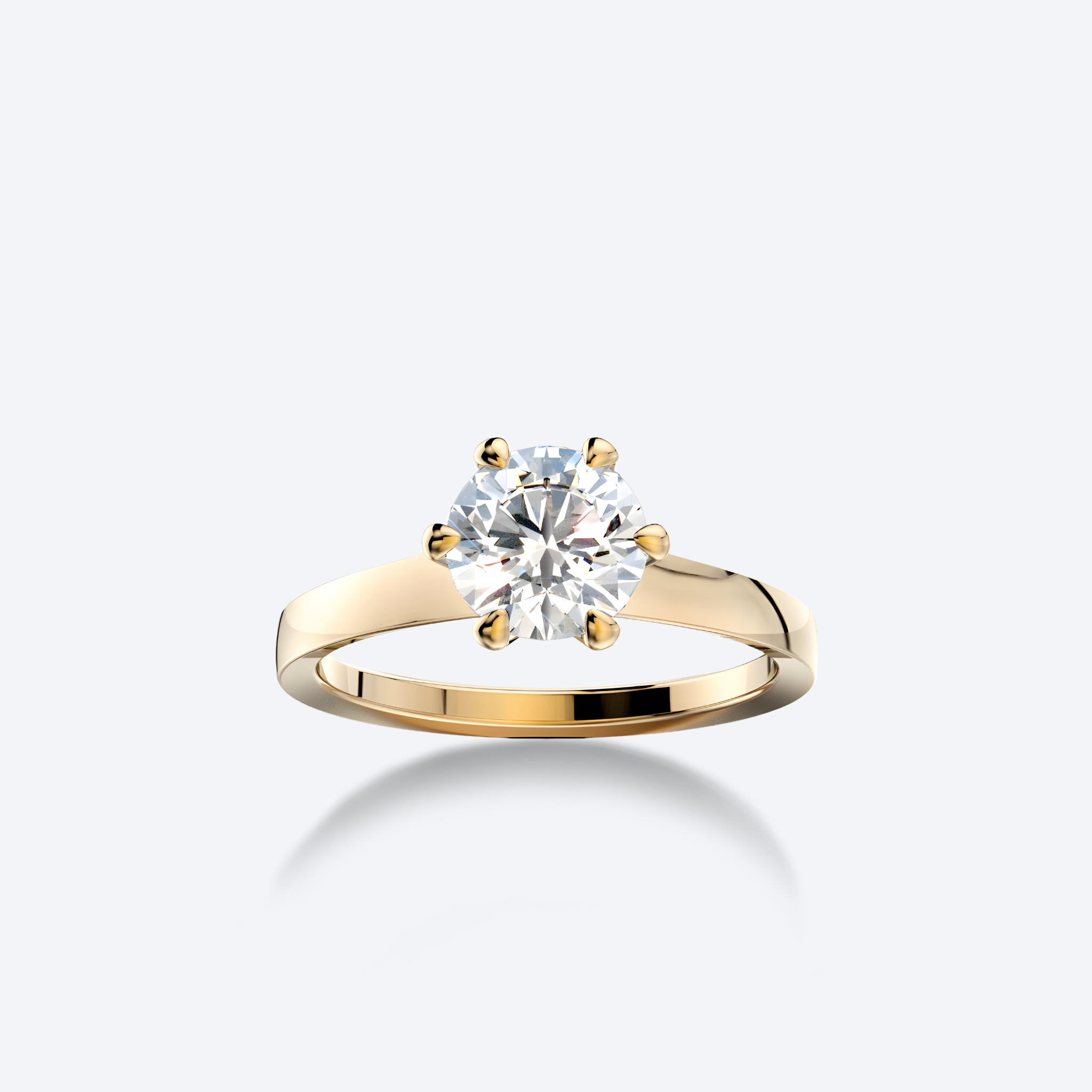 OJL Lumi-sormus 0.75 ct timantilla, keltakultaa, lähikuva valkoisella taustalla