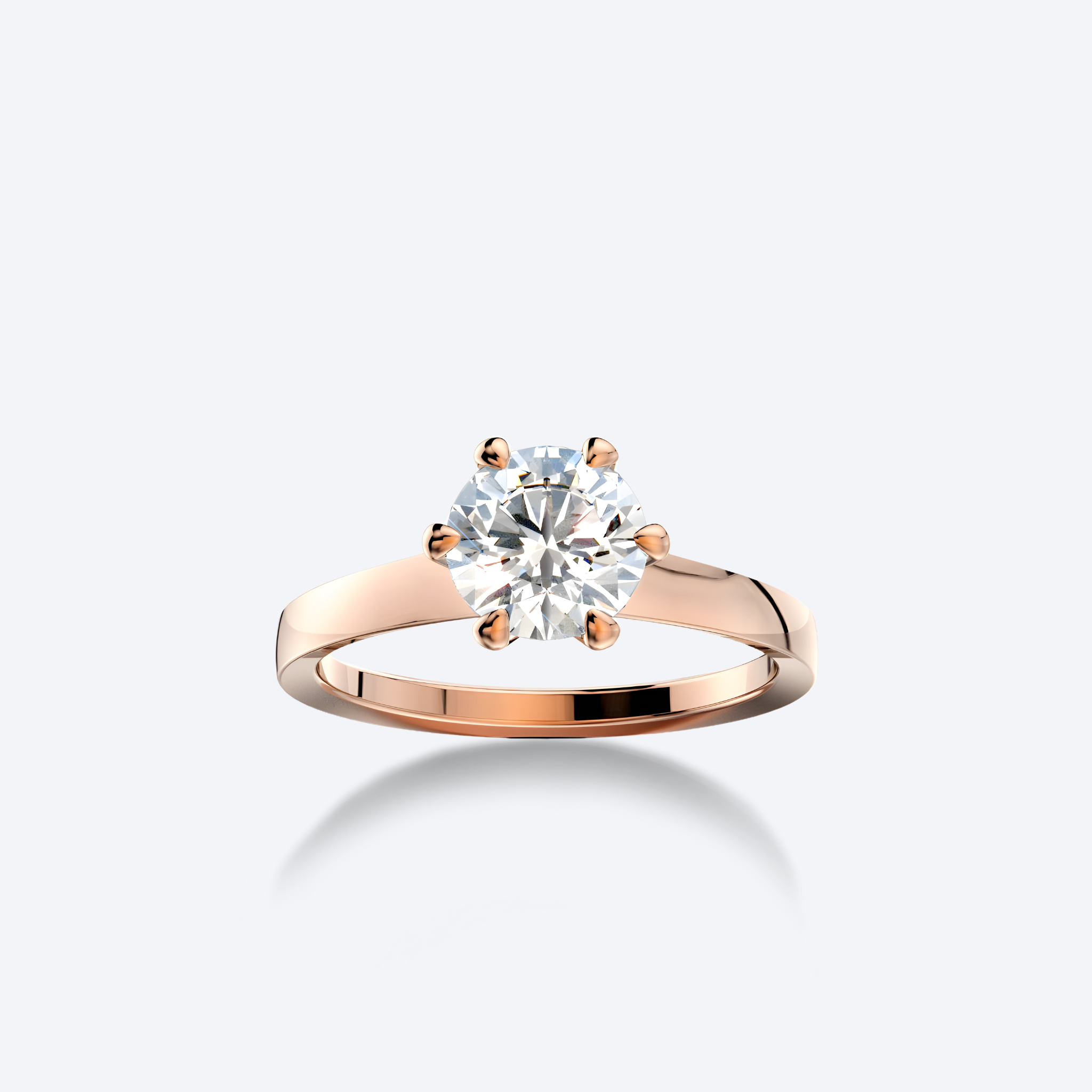 OJL Lumi-sormus 0.75 ct timantilla, ruusukultaa, lähikuva profiilista