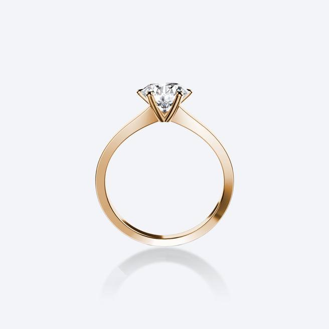 OJL Lumi-sormus 1.00 ct timantilla, keltakultainen runko, ylhäältä kuvattuna