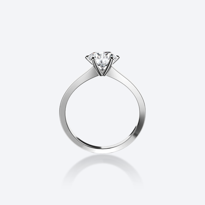 OJL Lumi-sormus 1.00 ct timantilla, valkokultaa, profiilista kuvattuna