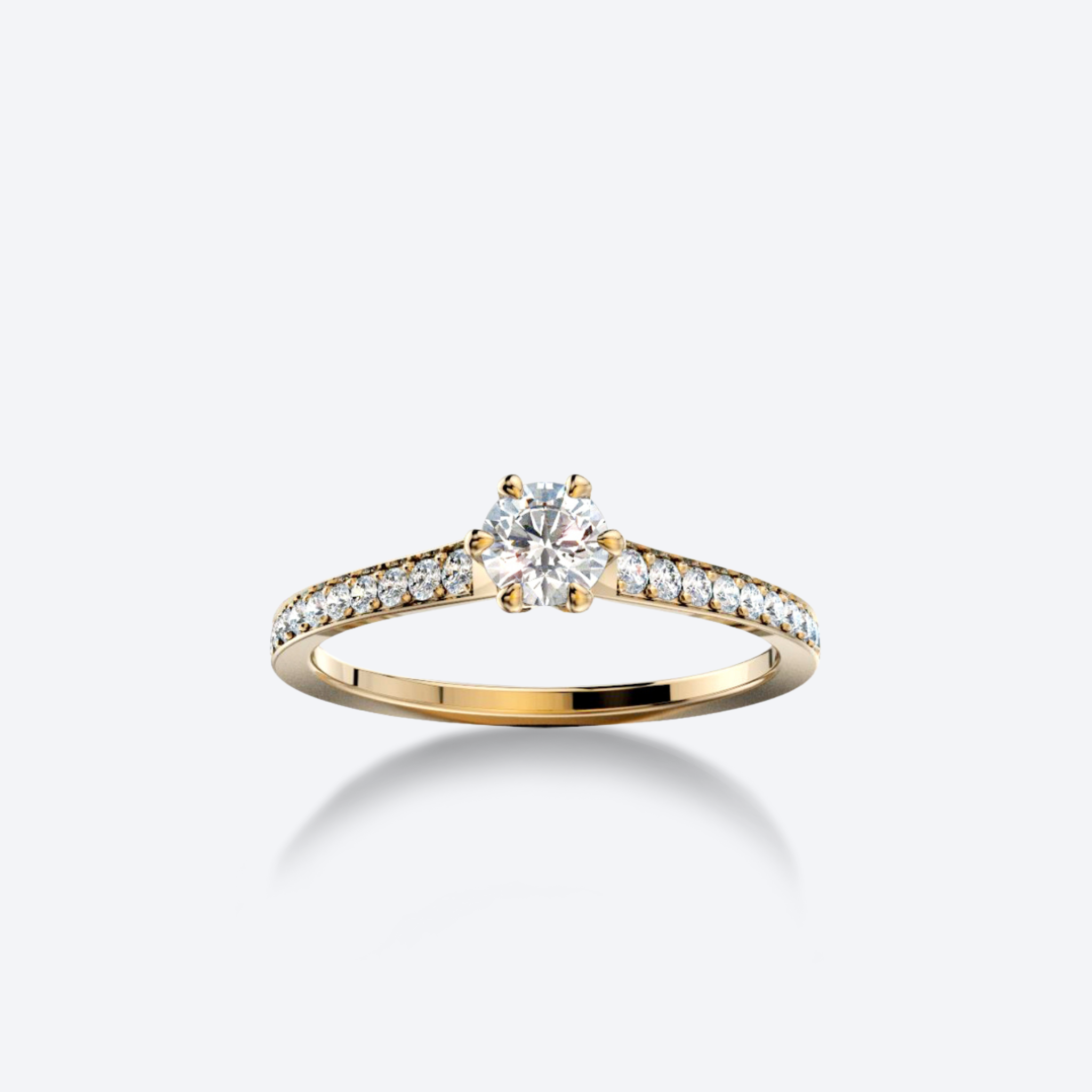 OJL Lumi pave -sormus 0.20 ct timantilla, keltakultainen runko, lähikuva